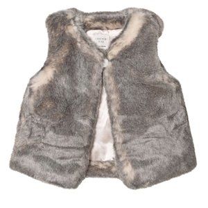 CARRÉMENT BEAU Grey Faux Fur Vest, size 12 M